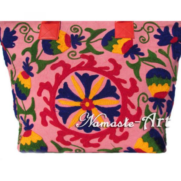 Indian Cotton Suzani Tote Shoulder Embroidery Handbag Woman Beach Boho Bag  Sj04 #2 image