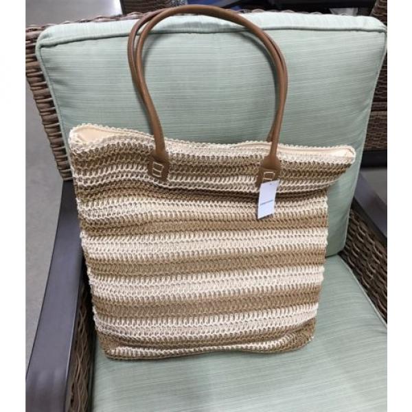 NWT Women&#039;s &#034;Straw Studios&#034; Beige Beach Bag #1 image