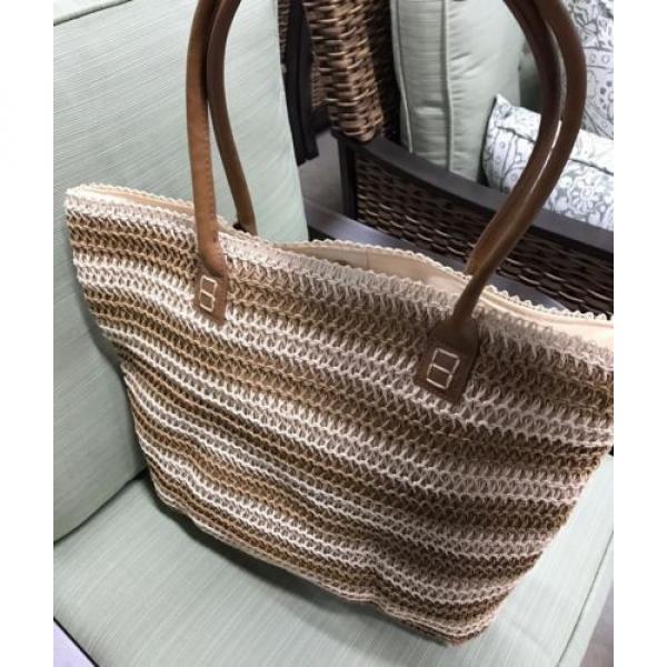 NWT Women&#039;s &#034;Straw Studios&#034; Beige Beach Bag #4 image