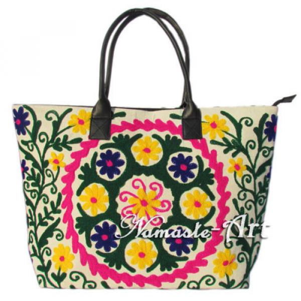 Indian Cotton Tote Shoulder Embroidery Suzani Handbag Woman Beach Boho Bag  jk27 #1 image