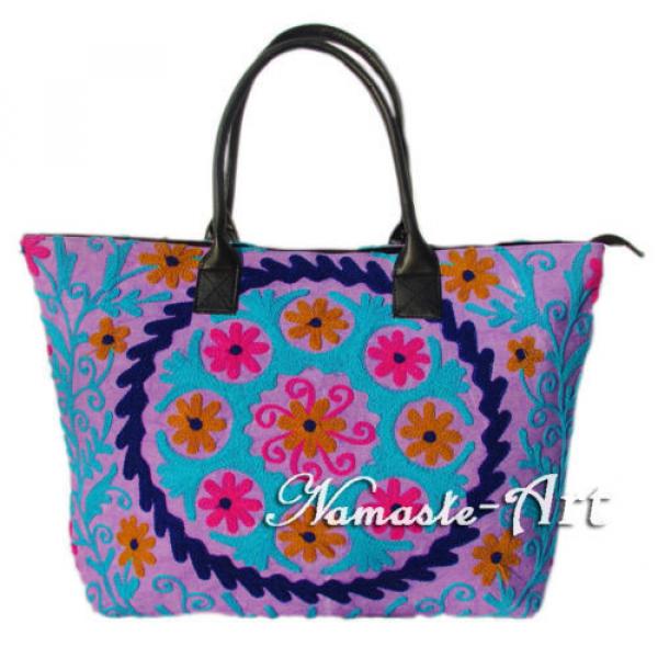 Indian Cotton Tote Shoulder Embroidery Suzani Handbag Woman Beach Boho Bag  jk30 #1 image