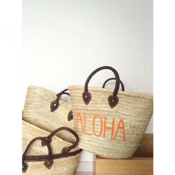 FREE SHIPPING   embroidery  marche  basket beach tote woman bags&#034; ALOHA &#034; #1 image