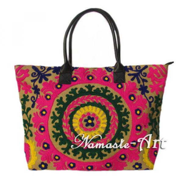 Indian Cotton Tote Shoulder Embroidery Suzani Handbag Woman Beach Boho Bag  jk29 #1 image