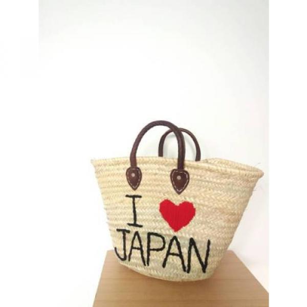 FREE SHIPPING   embroidery  marche  basket beach tote woman bags&#034;I LOVE JAPAN&#034; #1 image