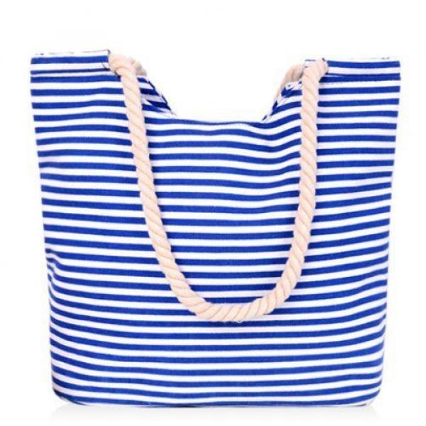 Leisure Striped and Canvas Design Shoulder Bag For Women Beach Bag #2 image