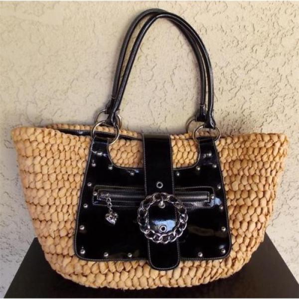 Nice Big Kathy Van Zeeland Straw Purse Tote Beach Bag #1 image