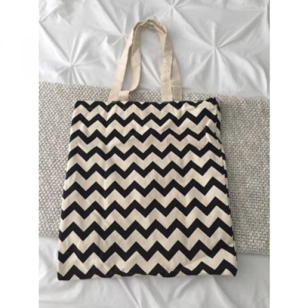 NWOT Chevron Canvas Bag- Diaper/gym/ Grocery/ Beach/ Cheer Bag Tan/black #2 image