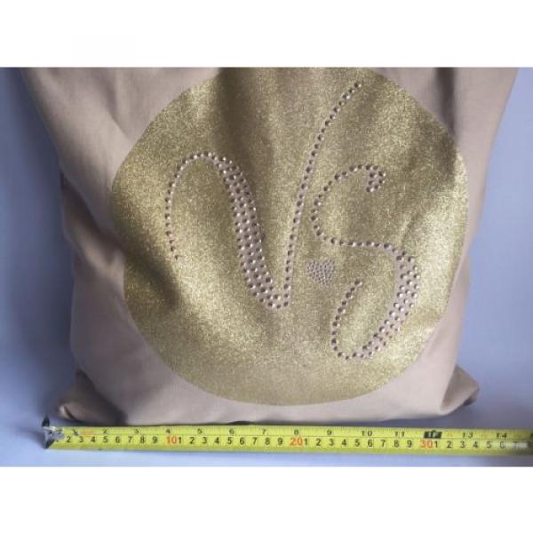 Victorias Secret Gold Glitter Studded Canvas Beach Bag Tote Brand New! #2 image