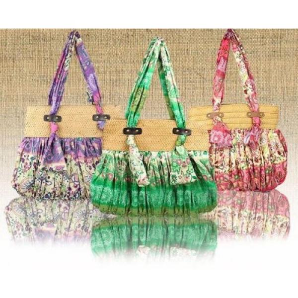 Green bohemian straw Plaited Women shoulder bags,handbags beach bag #2 image