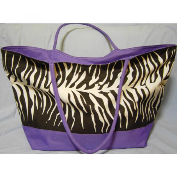 Women&#039;s Large Hand Beach Diaper Bag Purse w Zipper Zebra Polka Dot Print #1 image