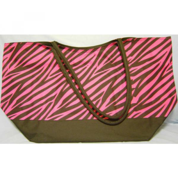 Women&#039;s Large Hand Beach Diaper Bag Purse w Zipper Zebra Polka Dot Print #3 image