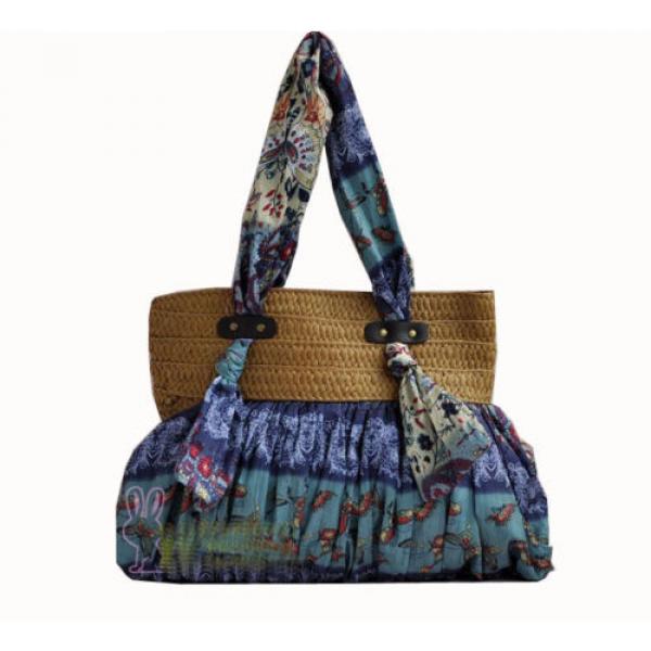 Beautiful blue bohemian straw Plaited shoulder bags,handbags beach bag #2 image