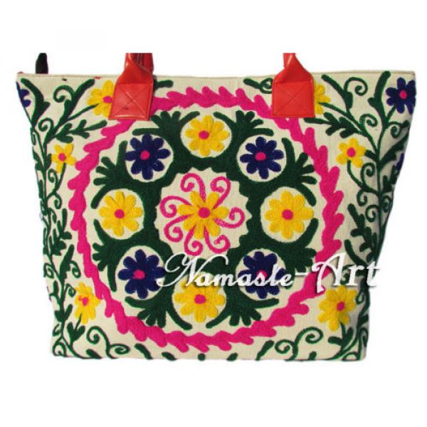 Indian Cotton Embroidery Suzani Tote Shoulder Handbag Woman Beach Boho Bag  jk14 #2 image