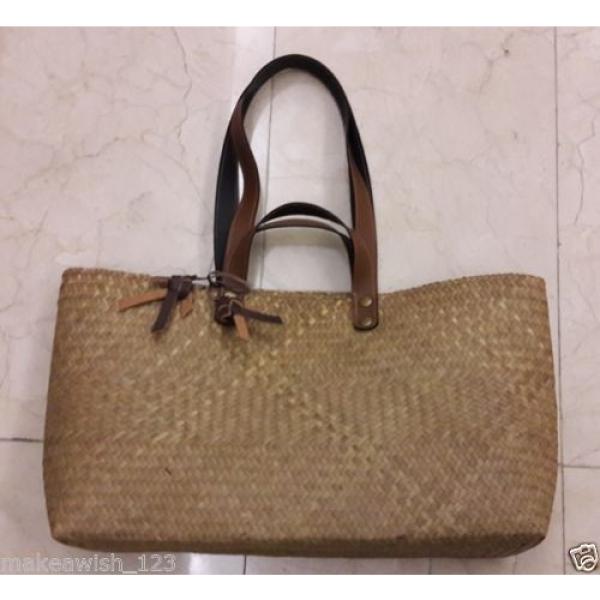 Lady Tote Shoulder Beach Bag Handmade Fashion Bulrush Leather Natural GrassBrown #1 image