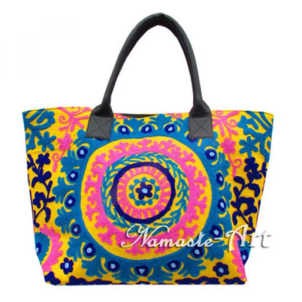 Indian Cotton Tote Shoulder Embroidery Suzani Handbag Woman Beach Boho Bag  jk39 #1 image