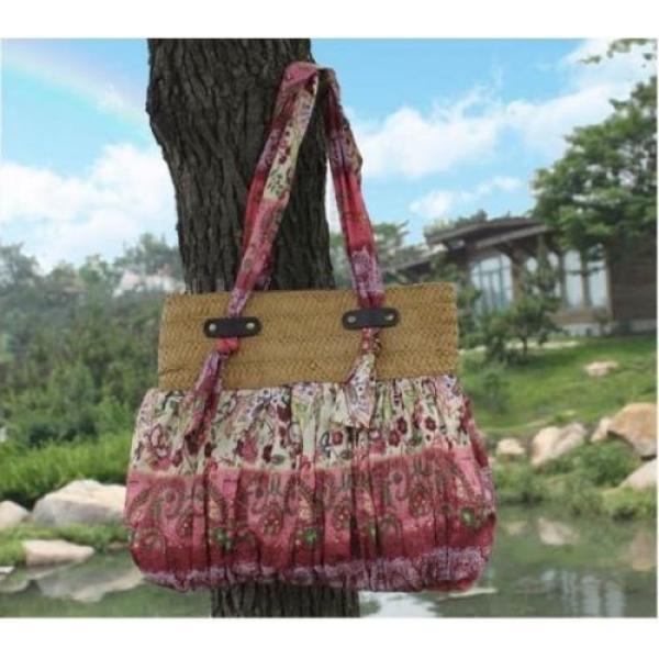 Wine red bohemian straw Plaited shoulder bags women handbags beach bag сумки #3 image