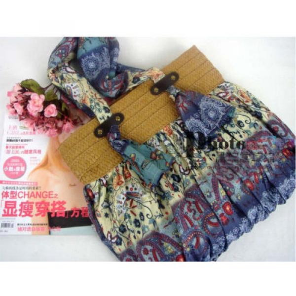 New Blue bohemian straw shoulder bag,women handbags beach bag #1 image