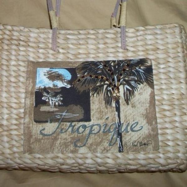 Tropical Woven Beach Purse Tote Bag Brand New Tapestry Print Front #4 image